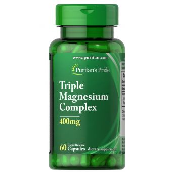 Магний, тройной комплекс, Triple Magnesium Complex, Puritan's Pride, 400 мг, 60 капсул быстрого высвобождения