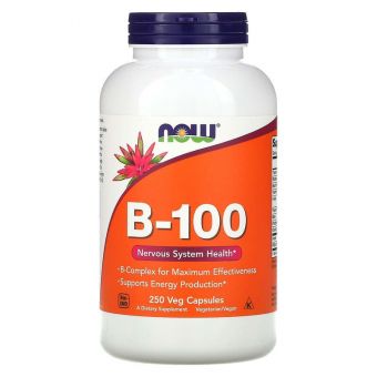 Комплекс В-100, B-Vitamins, Now Foods, для нервової системи, 250 вегетаріанських капсул