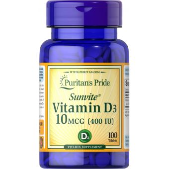 Вітамін Д3, Vitamin D3, Puritan's Pride, 400 МО, 100 таблеток