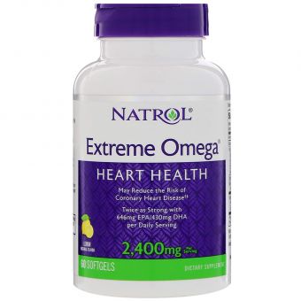 Омега Extreme, Extreme Omega, Natrol, лимон, 2,400 мг, 60 кап.