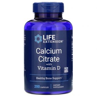 Цитрат кальция с витамином Д, Calcium Citrate with Vitamin D, Life Extension, 200 кап.