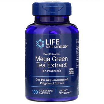 Зеленый чай экстракт мега (Green Tea), Life Extension, без кофеина, 100 кап.