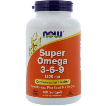 Супер омега 3-6-9, Super Omega 3-6-9,  Now Foods, 1200 мг, 180 гелевих капсул