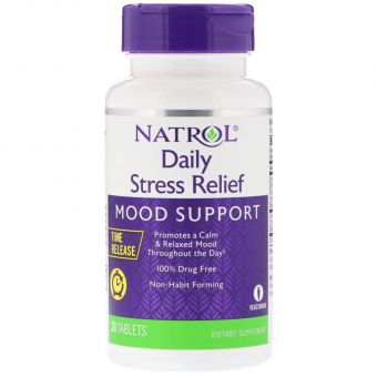 Стресс формула, Stress Relief, Natrol, замедленного действия, 30 таблеток