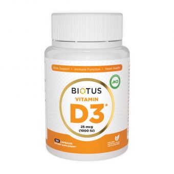 Витамин Д3, Vitamin D3, Biotus, 1000 МЕ, 120 капсул