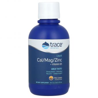 Рідкий кальцій, магній, цинк, Cal / Mag / Zinc, Trace Minerals Research, 1200 мг / 600 мг / 15 мг, 473 мл