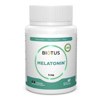 Мелатонин, Melatonin, Biotus, 5 мг, 60 капсул 