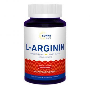 L-аргінін, L-аrginine Powerfull, Sunny Caps, 750 мг, 100 капсул