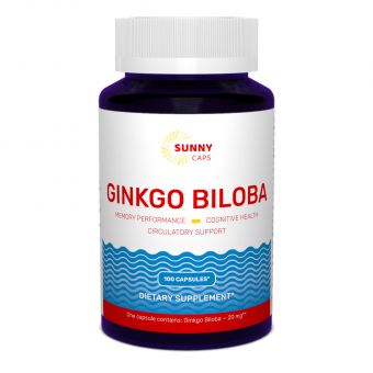 Гінкго білоба, Ginkgo Biloba, Sunny Caps, 20 мг, 100 капсул