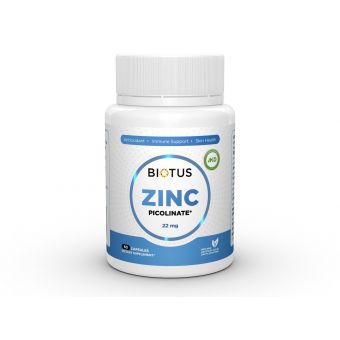 Цинк пиколинат, Zinc Picolinate, Biotus, 22 мг, 60 капсул