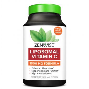 Липосомальный витамин C, Liposomal Vitamin C, Zenwise Health, 1500 мг, 60 веганских капсул