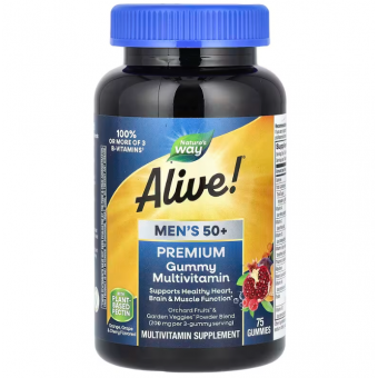 Мультивитамины для мужчин 50 +, Alive! Men's Multi-Vitamin Multi-Mineral, Nature's Way, 75 таблеток