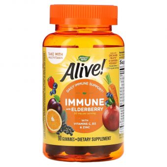 Витамины для иммунитета, Alive! Immune Gummies, Nature's Way, 90 жевательных таблеток