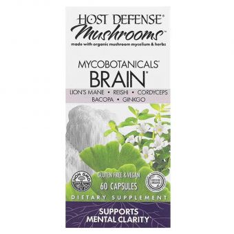 Формула для мозга, Brain, Fungi Perfecti, Host Defense, 60 капсул