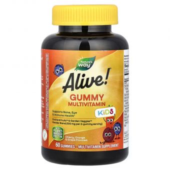 Мультивитамины для детей, Multi-Vitamin for Children, Nature's Way, Alive!, 60 жевательных конфет