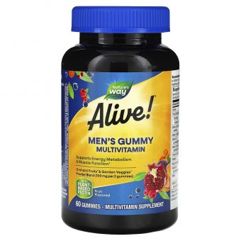 Витамины для мужчин, Men's Gummy Vitamins, Nature's Way, Alive! фрукты, 60 жевательных конфет