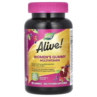 Мультивітаміни для жінок, Alive! Women's Gummy Vitamins, Nature's Way, ягідний мікс, 60 жувальних цукерок