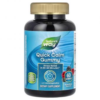 Успокоительное с ашвагандой, Quick Calm Gummy, Nature's Way, со вкусом ягод, 60 жевательных конфет