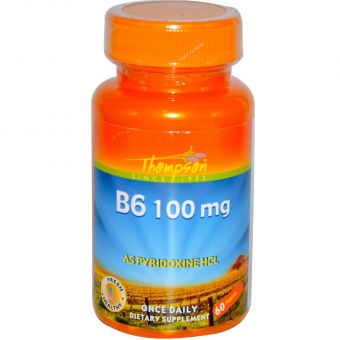 Витамин В6, Vitamin B-6, Thompson, 100 мг, 60 таблеток