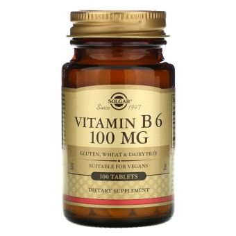 Вітамін В6, Vitamin B6, Solgar, 100 мг, 100 таблеток