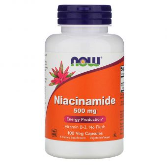 Ніацинамід, вітамін В-3, Niacinamide, Now Foods, 500 мг, 100 вегетаріанських капсул