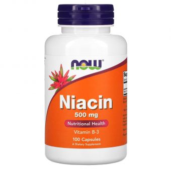 Ниацин (Витамин В3), Niacin, Now Foods, 500 мг, 100 капсул