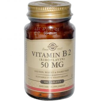 Рибофлавін (вітамін В2), Vitamin B2, Solgar, 50 мг, 100 таблеток