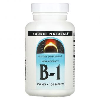 Тіамін, B-1, High Potency, Source Naturals, 500 мг, 100 таблеток