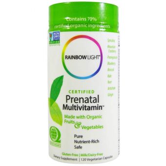 Витамины для беременных, Prenatal Multivitamin, Rainbow Light, 120 капс.