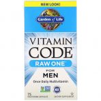 Сырые витамины для мужчин, Raw Multi-Vitamin, Garden of Life, Vitamin Code, 1 в день, 75 капсул