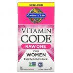 Сырые Витамины для женщин, Raw Multi-Vitamin, Garden of Life, Vitamin Code, 1 в день, 75 капсул 