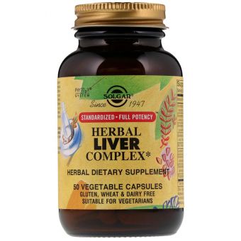 Поддержка печени комплекс, Herbal Liver, Solgar, 50 вегетарианских капсул