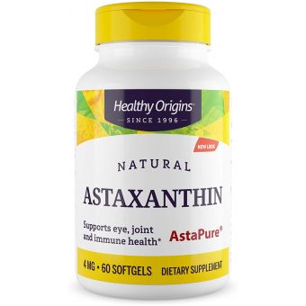 Астаксантин, Astaxanthin, Healthy Origins, 4 мг, 60 гелевих капсул