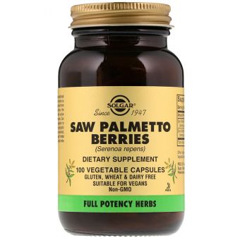 Со Пальметто, Saw Palmetto Berries, Solgar, ягоди, 100 капсул