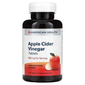 Яблочный cидровый уксус, Apple Cider Vinegar, American Health, 480 мг, 200 таблеток (240 мг в 1 таблетке)