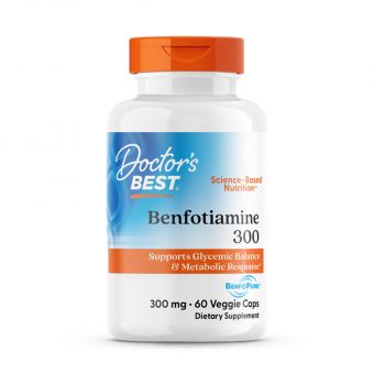 Бенфотиамин, Benfotiamine 300 with BenfoPure, Doctor's Best, с BenfoPure, 300 мг, 60 веганских капсул