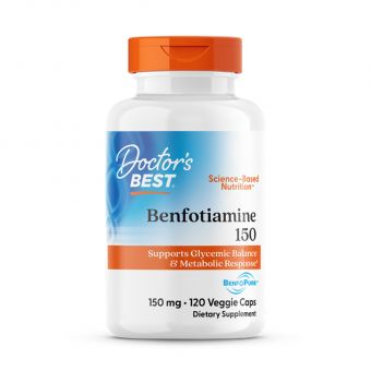 Бенфотиамин, Benfotiamine with BenfoPure, Doctor's Best, с BenfoPure™, 150 мг, 120 веганских капсул