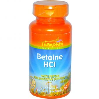 Бетаина гидрохлорид, Betaine HCl, Thompson, 90 таблеток