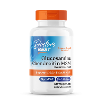 Глюкозамин, xондроитин, МСМ + гиалуроновая кислота, Glucosamine Chondroitin MSM, Doctor's Best, 150 капсул