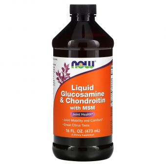 Глюкозамин и хондроитин с МСМ, Glucosamine & Chondroitin with MSM, Now Foods, жидкий, 473 мл