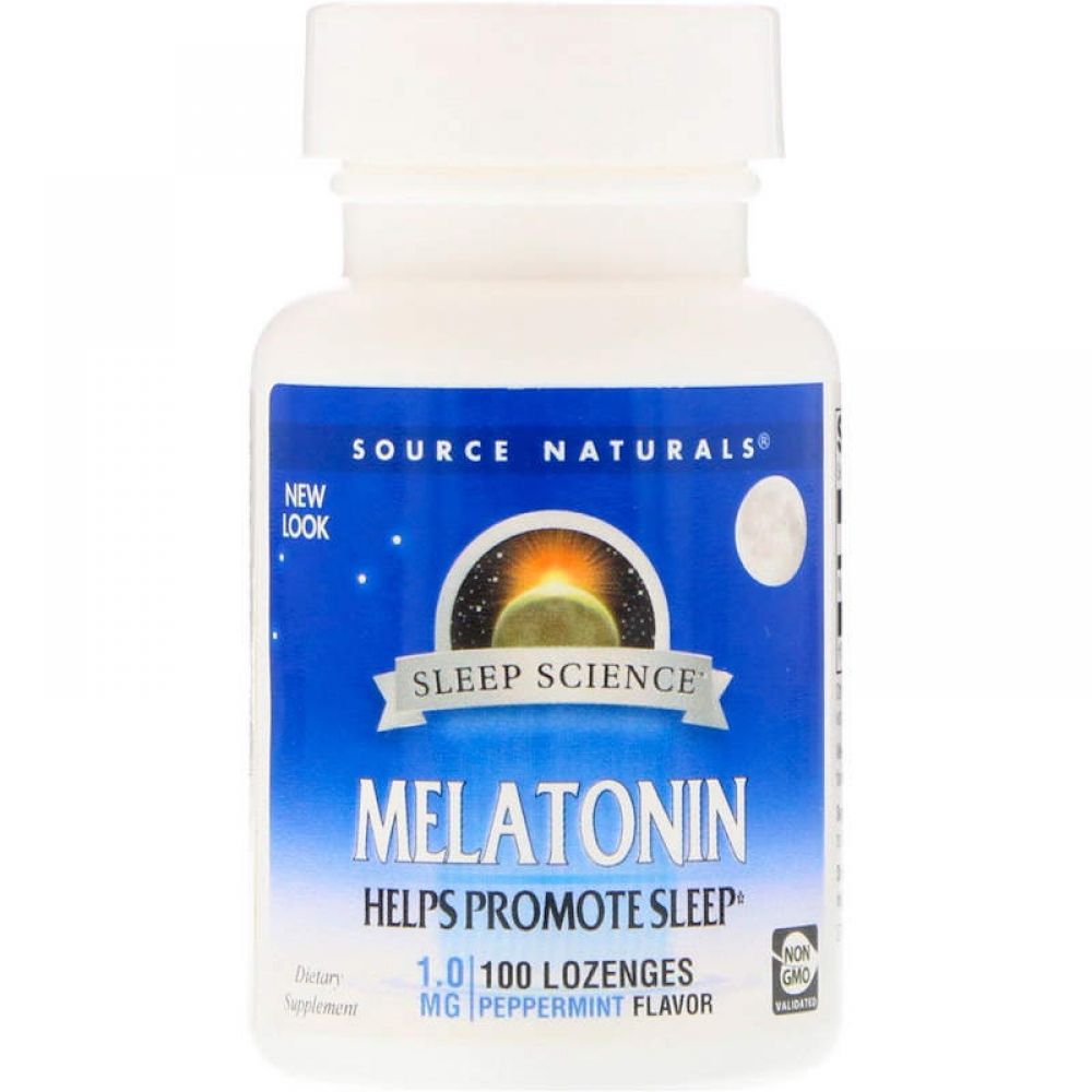 Мелатонин, Melatonin, Source Naturals, мята, 1 мг, 100 леденцов