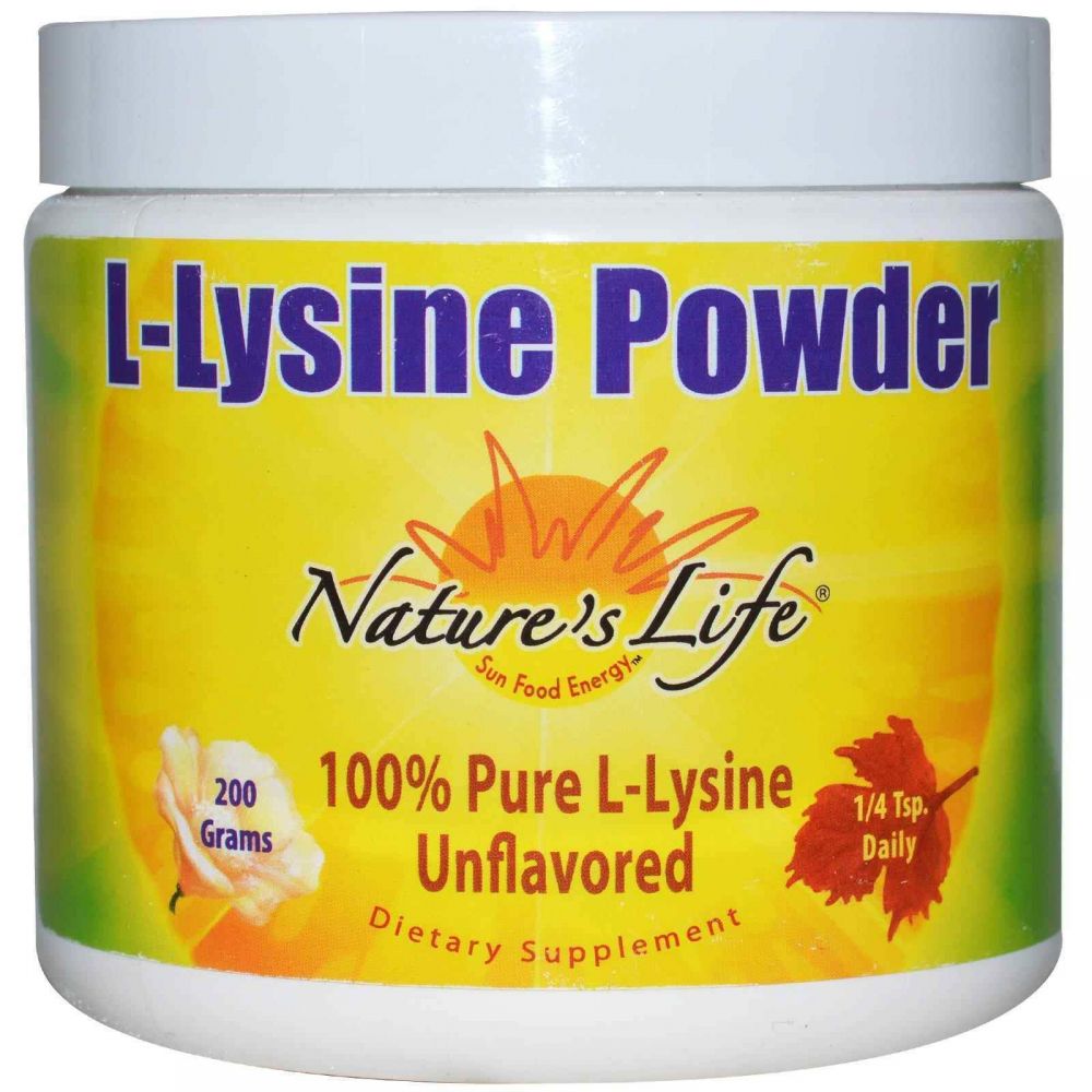 L-лизин, L-Lysine Powder, Nature's Life, 200 грамм