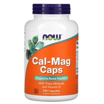 Кальций и магний, Cal-Mag Caps, Now Foods, с микроэлементами и витамином D, 240 капсул