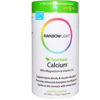 Кальцій і магній, Calcium, Rainbow Light, 2: 1, 180 таблеток