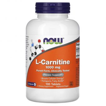 L-карнітин, L-Carnitine, Now Foods, 1000 мг, 100 таблеток