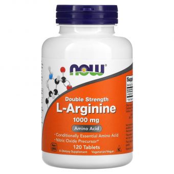 L-аргинин, L-Arginine, Now Foods, двойная сила, 1000 мг, 120 таблеток