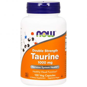 Таурин, Taurine, Now Foods, двойная сила, 1000 мг, 100 вегетарианских капсул