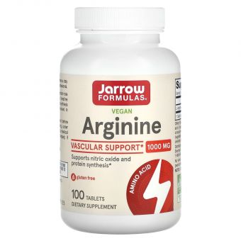 Аргинин, Arginine, Jarrow Formulas, 1000 мг, 100 таблеток