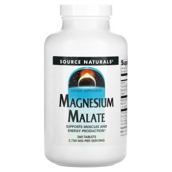 Магний малат, Magnesium Malate, Source Naturals, 3750 мг, 360 таблеток (1250 мг в 1 таблетке)