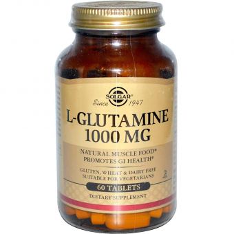  Глютамин, L-Glutamine, Solgar, 1000 мг, 60 таблеток